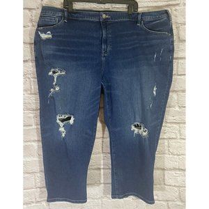 Lane Bryant 26 Boyfriend Capri Jeans Flex Magic Waistband Signature Fit 8925